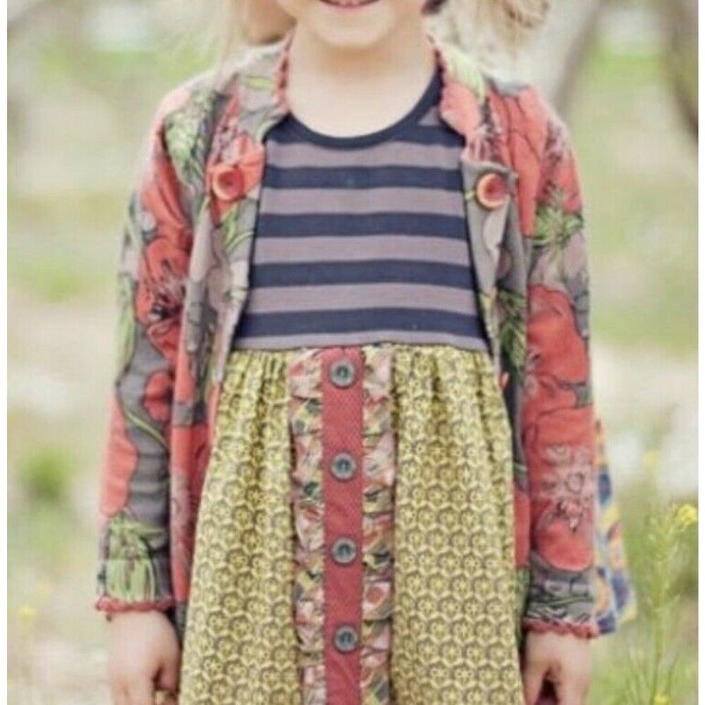 Matilda Jane You & Me Pink Poppy Floral Button Front Cardigan girls sz 4